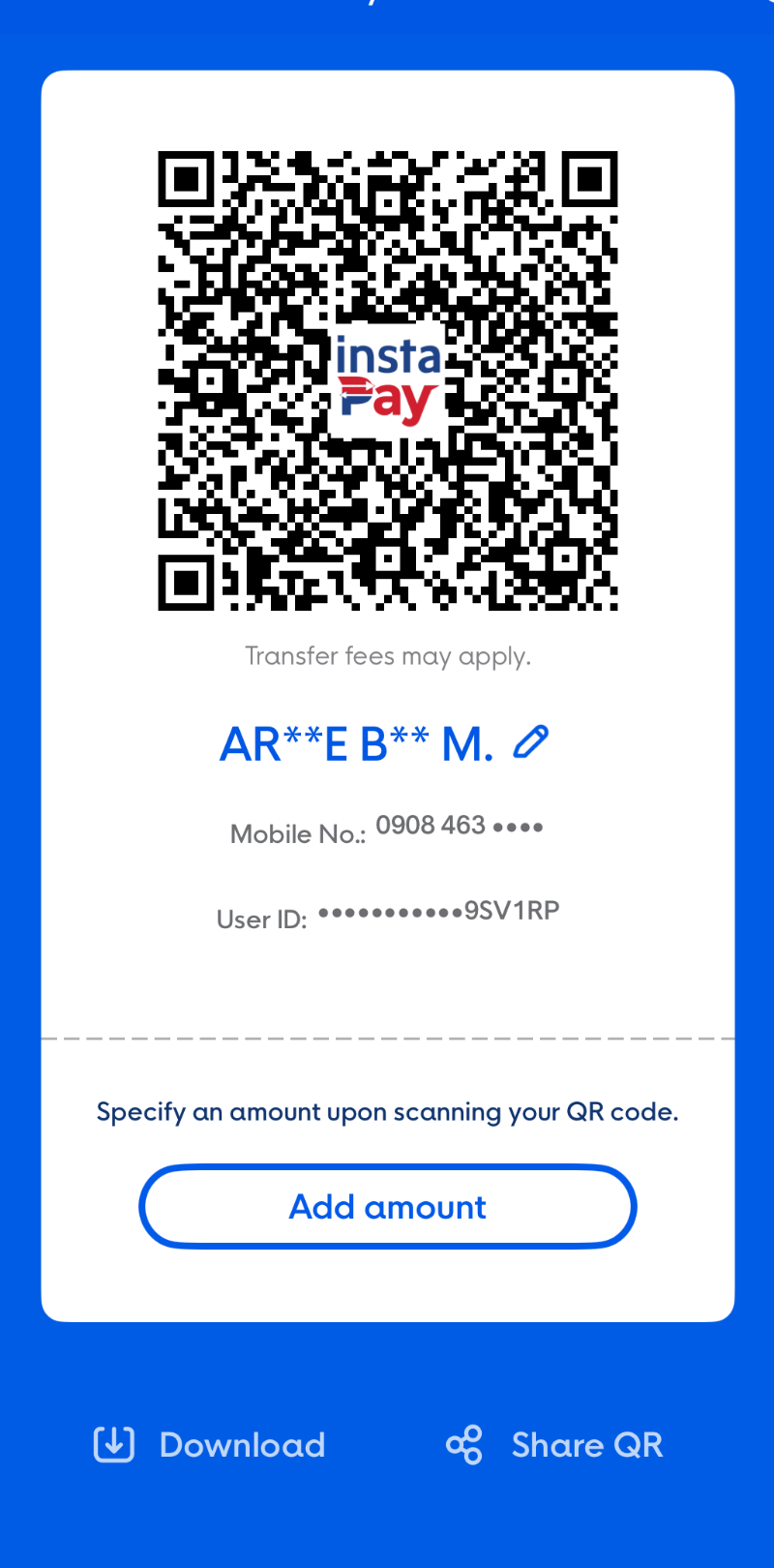 GoTyme Bank QR code for monetary gifts
